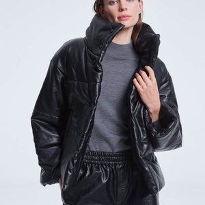 Faux-Leather Puffer Jacket